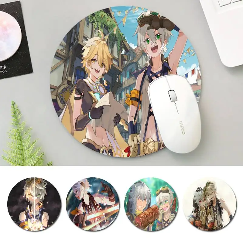 

Popolar Genshin Bennett Mouse Pad Round Pads Family Laptop Gamer Rubber Mouse Mat MousePad Desk Gaming Mousepad Cup Mat