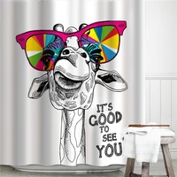giraffe with colorful glasses shower curtain fashion simple design home decorative curtains for bathroom art painted decor cloth