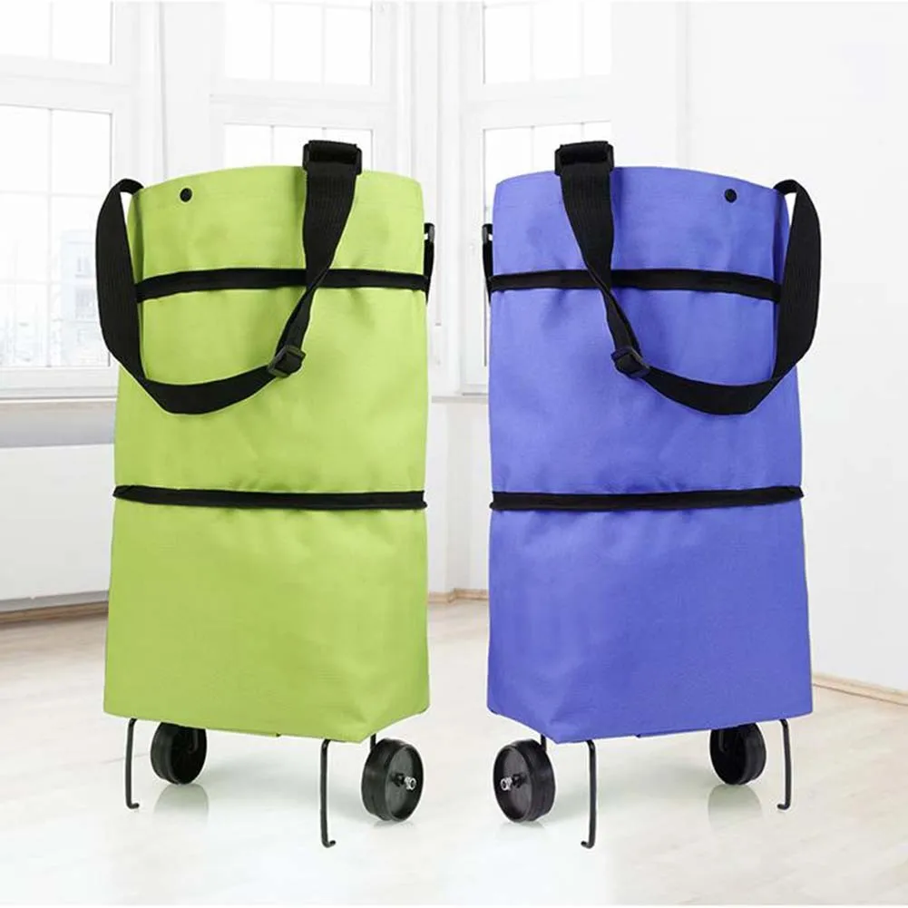 

Folding Shopping Pull Cart Trolley Bag With Wheels Foldable Shopping Bags Grocery Bags Reusable Food Organizer Vegetables Bag