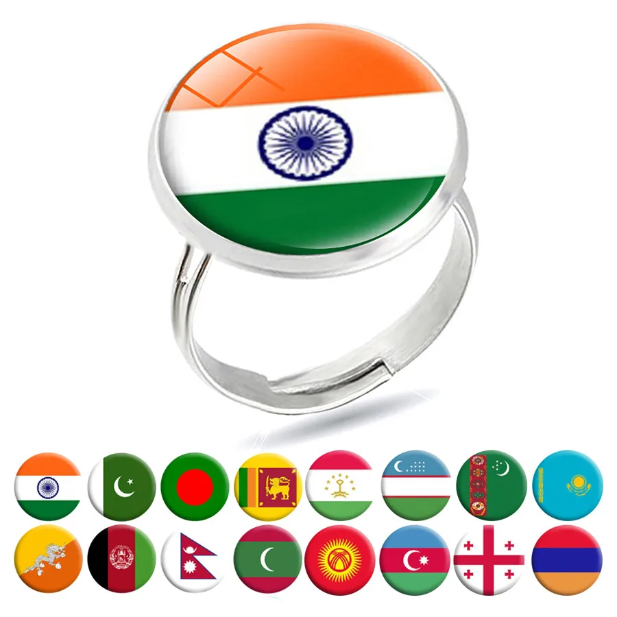 Национальные кольца с флагами Индия Пакистан Шри-Ланка Бутан непальский