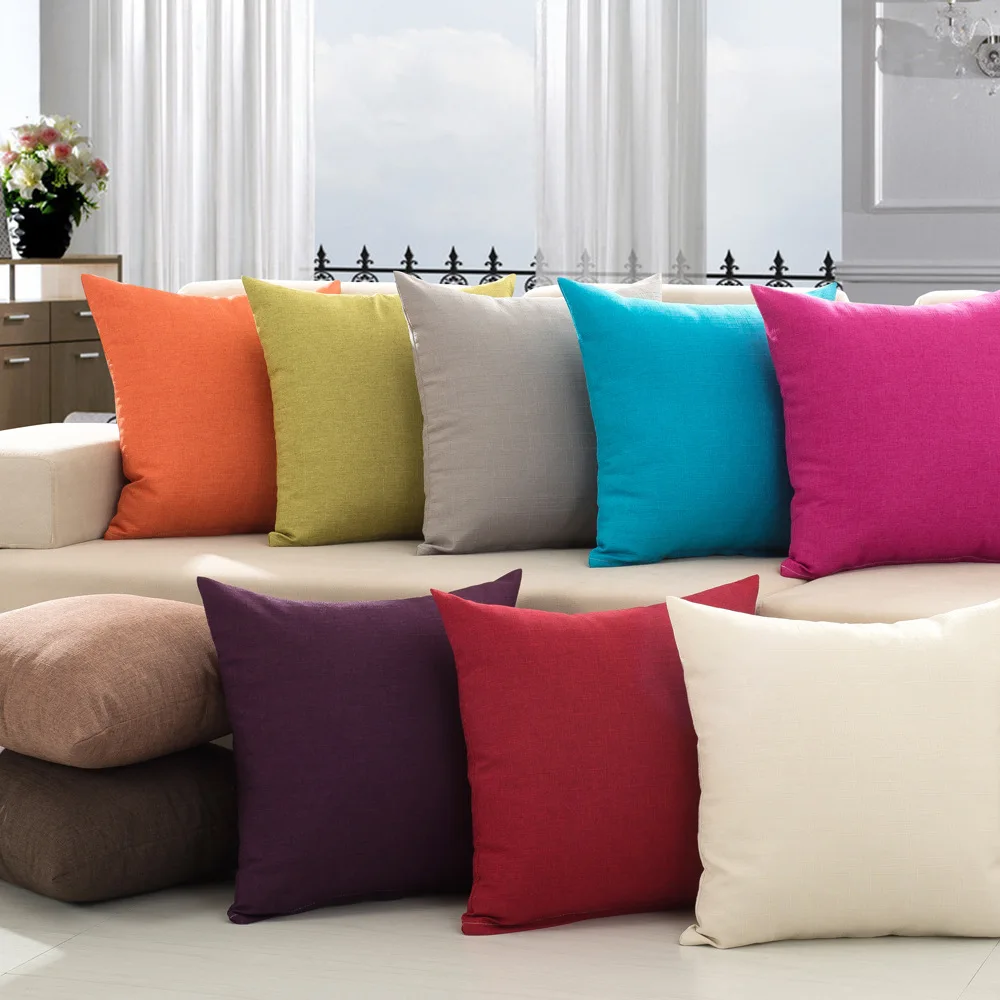 Льняные наволочки однотонная наволочка квадратные декоративные подушки для