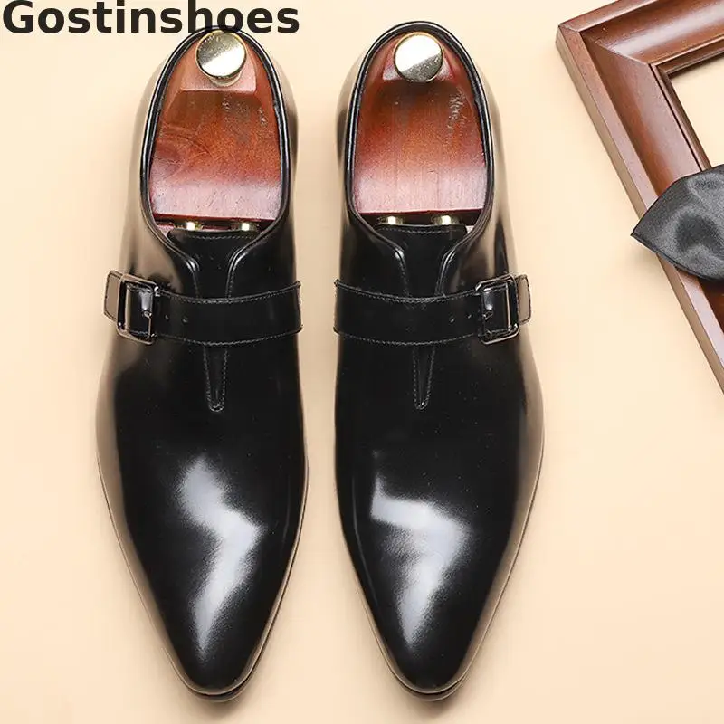 Мужская обувь Мужские модельные туфли из натуральной кожи с острым носком и