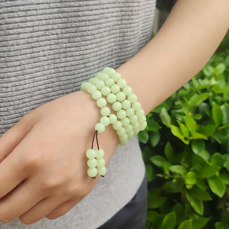 Четки мужские/женские/мужские светящиеся в темноте с каменной кисточкой 108 бусин