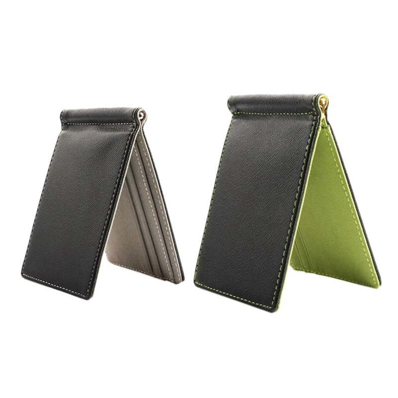 

2Pcs Faux Leather Slim Mens Credit Card Wallet Money Clip Contract Color Simple Design Burnished Edges Brand New Men Bifold Wall