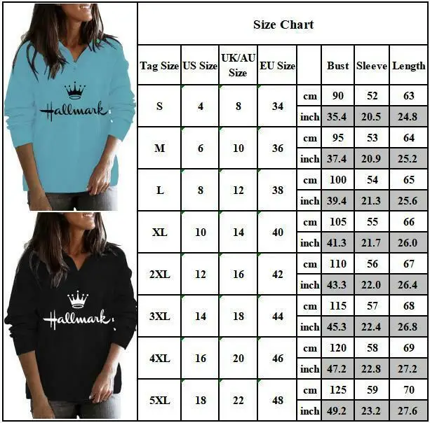 

Womens Crown Print Stand-Up Collar Long Sleeve T-Shirt Tunic Casual Loose Blouse