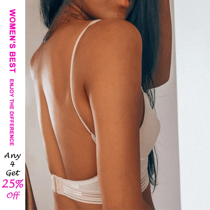 

French Lace Bralette Thin Strips Thin Cup Underwear Without Rims Sexy Women Bra Big Backless Dress Invisible Bra Summer Lingerie