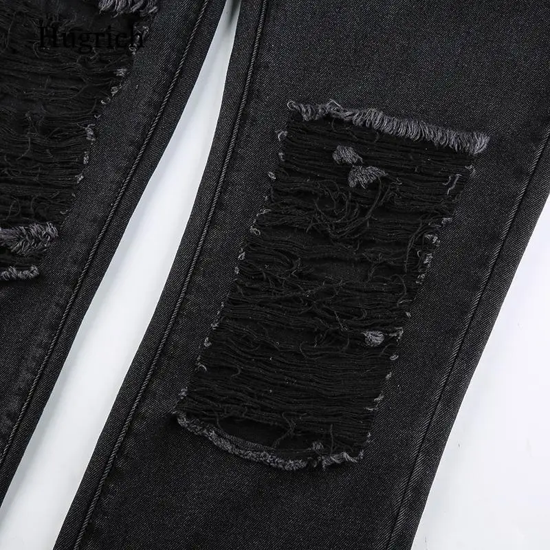 

Women's New Fashion High Waist Ripped Raw Edge Casual Jeans Street Shooting Hip Hop Straight Leg Pants