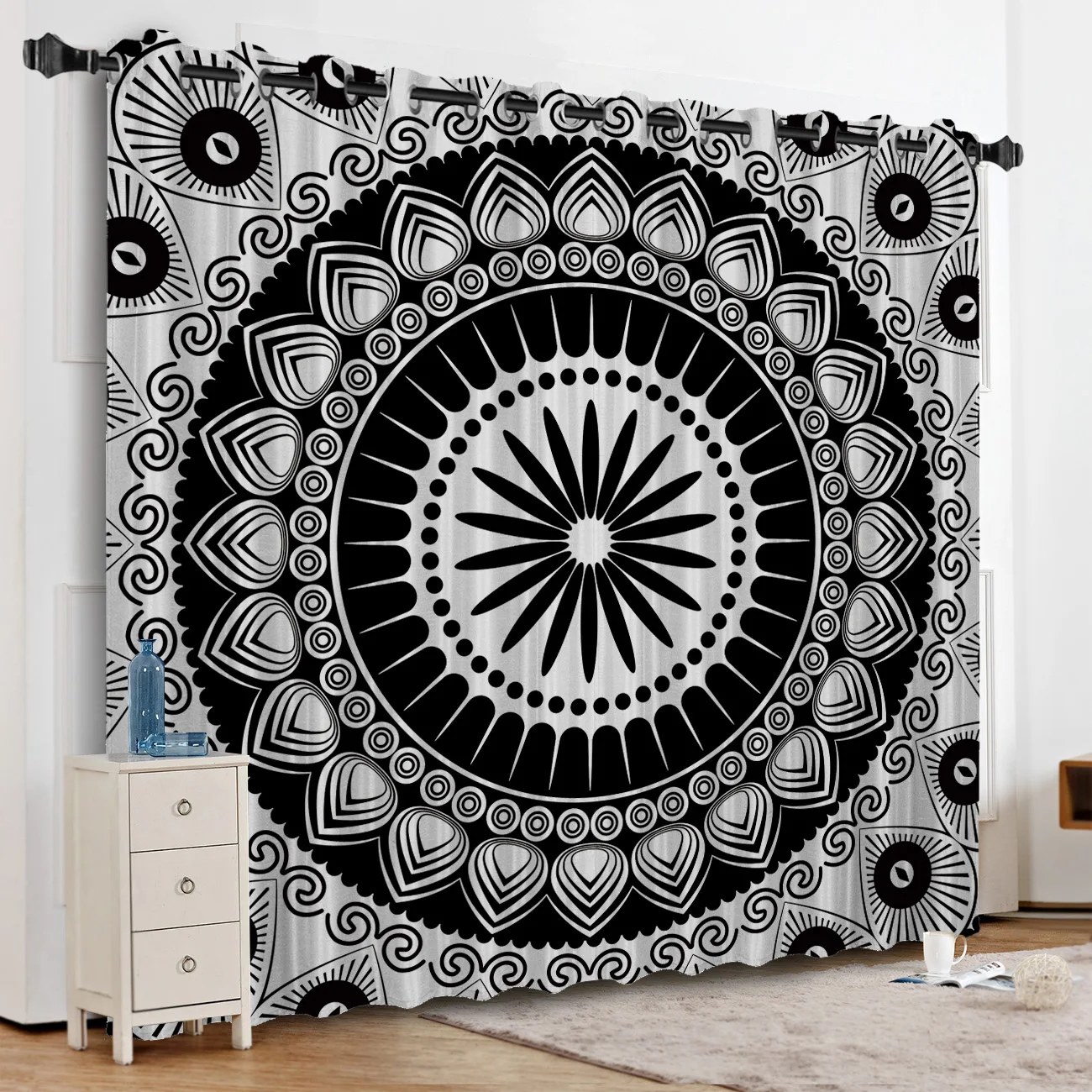 Mandala Pattern Window Treatments Curtains Valance Dark Curtain Lights Kitchen Bedroom Outdoor Drapes | Дом и сад