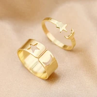 new creative ring sets for women men matching star moon knuckle open rings anillos vintage jewelry bijoux femme party gift