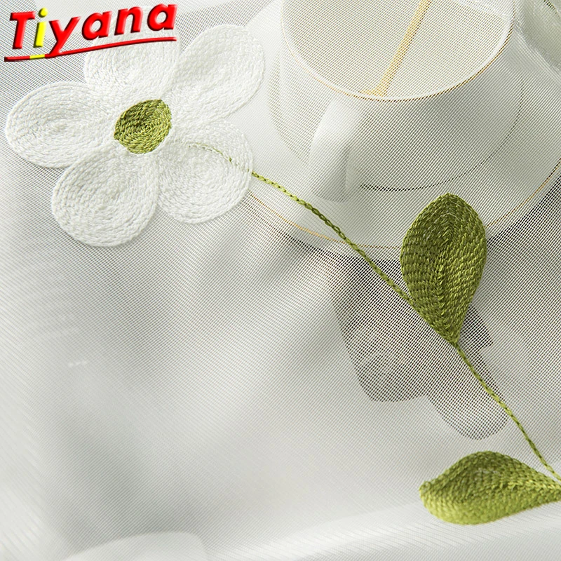 

Luxury Europe White Floral Curtain Fabrics Tulle For Bedroom Embroidered Sheer Curtains for Living Room Panels WP152 *30