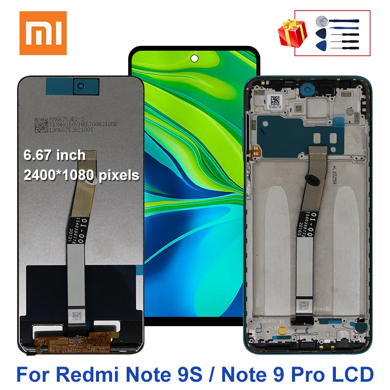 6 67 &quotоригинал для Xiaomi Redmi примечание 9 Pro ЖК дисплей сенсорный экран с рамкой Note 9S