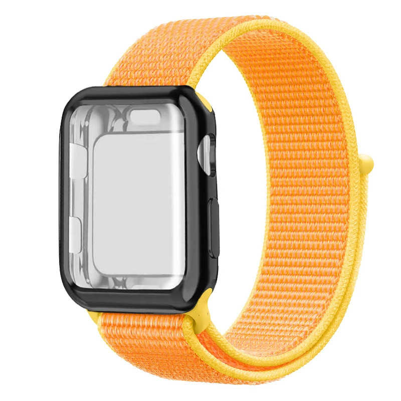 Спортивный ремешок+ чехол для Apple Watch 38 мм 42 мм 40 мм 44 мм iWatch 5 4 3 2 спортивный Браслет Apple watch 4 чехол Защита экрана