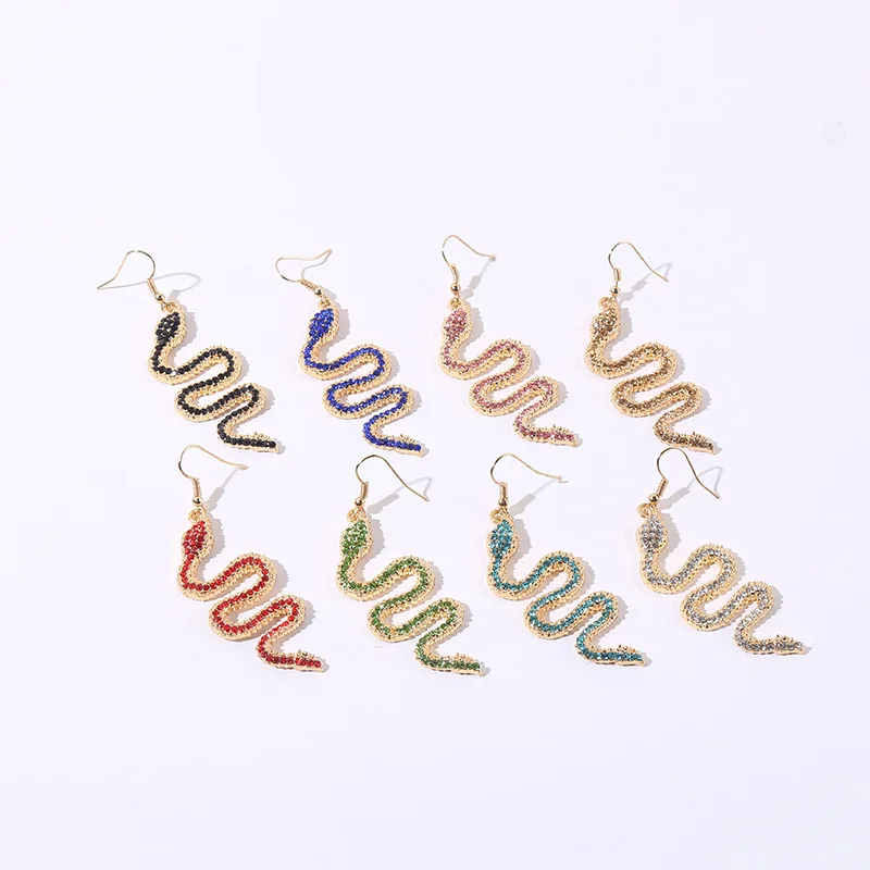 

Orgin Summer Exaggeration Animal Twisted Snake Dangle Earings for Women Fashion Rhinestone Earings Party Gifts Jewelry Wholesale