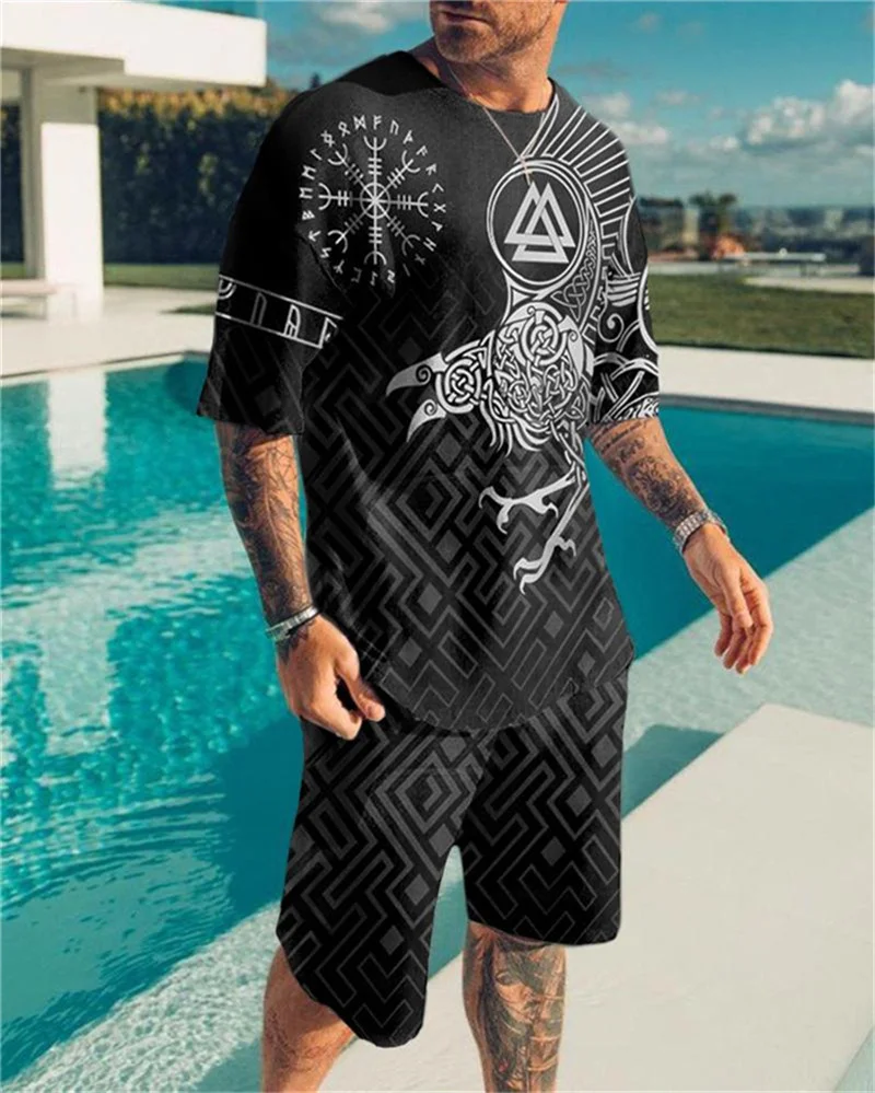 

Mens Set Fashion Clothes Summer 3d Tracksuit Printed T Shirts For Man 2 Piece Sport Suit Oversized Tshirt Short Set Tops+Shorts