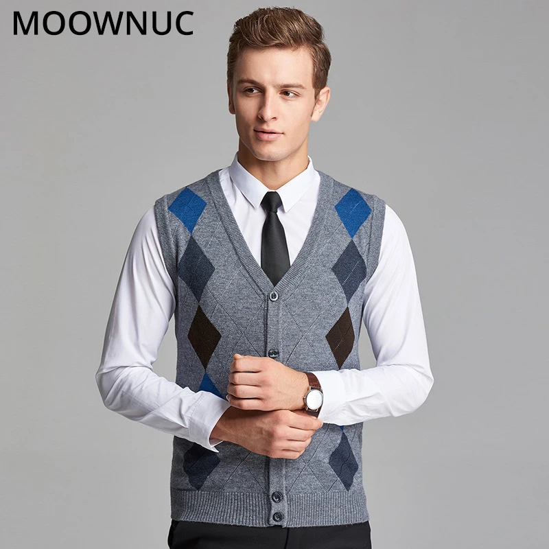 

Men Vest Sweater Sleeveless Cardigan men Classic style FIt Fashion V-Neck Business Casual Male Homme Keep Warm 4XL MOOWNUC MWC