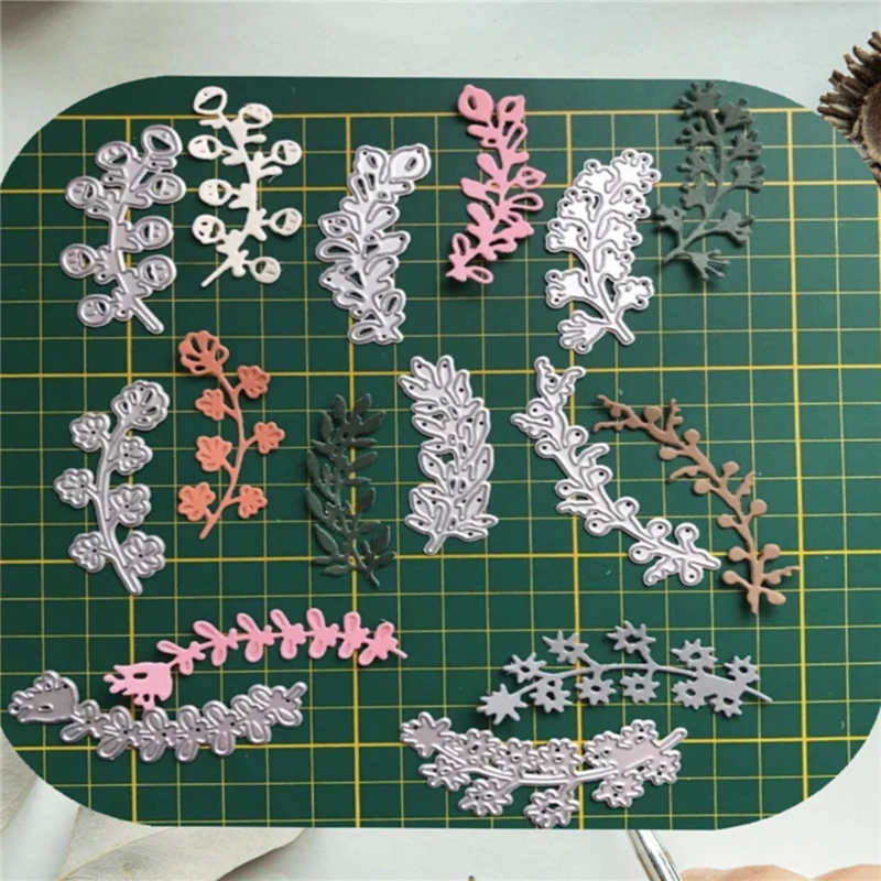 

8pcs/Set Leaves Lace Metal Cutting Dies Craft Stamps Die Cut Embossing Paper Card Make Stencil Scrapbooking DIY Album