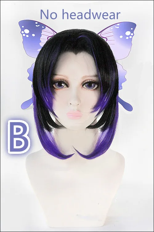 Черно-фиолетовый синтетический парик для косплея шинобу из сериала рассекающий