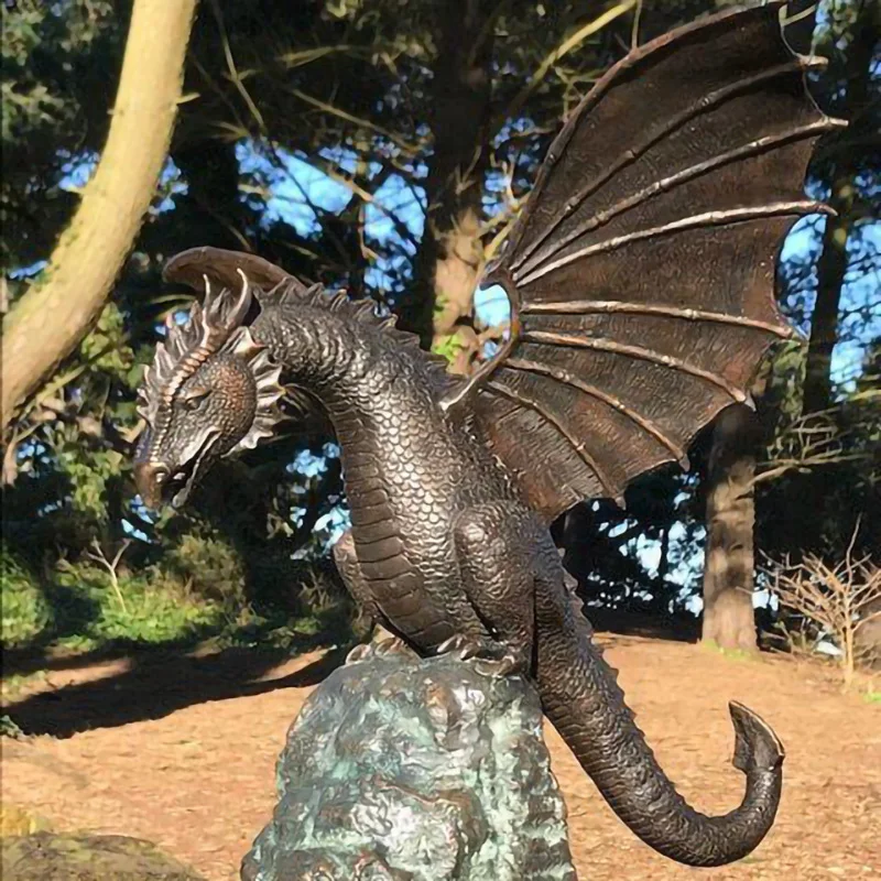 

1pc Precision Casting Fire-breathing Dragon Sculpture Waterscape Resin Fountain Majestic Dragon Sculpture Home Garden Decor
