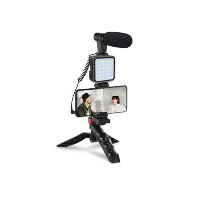 

Condenser Microphone with Tripod LED Fill Light for Professional Photo Video Camera Interview Live Recording YouTube