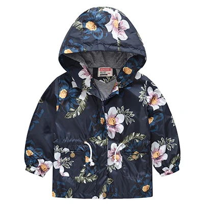 as the picture Girls Hooded Coats Fashion Printed Long Sweatshirt Windbreaker For Girls Autumn Outerwear Kids Wind Coat Children Clothing - Цвет: as the picture