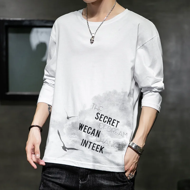 

Long sleeve t-shirt men's 2021 spring men's casual round neck top