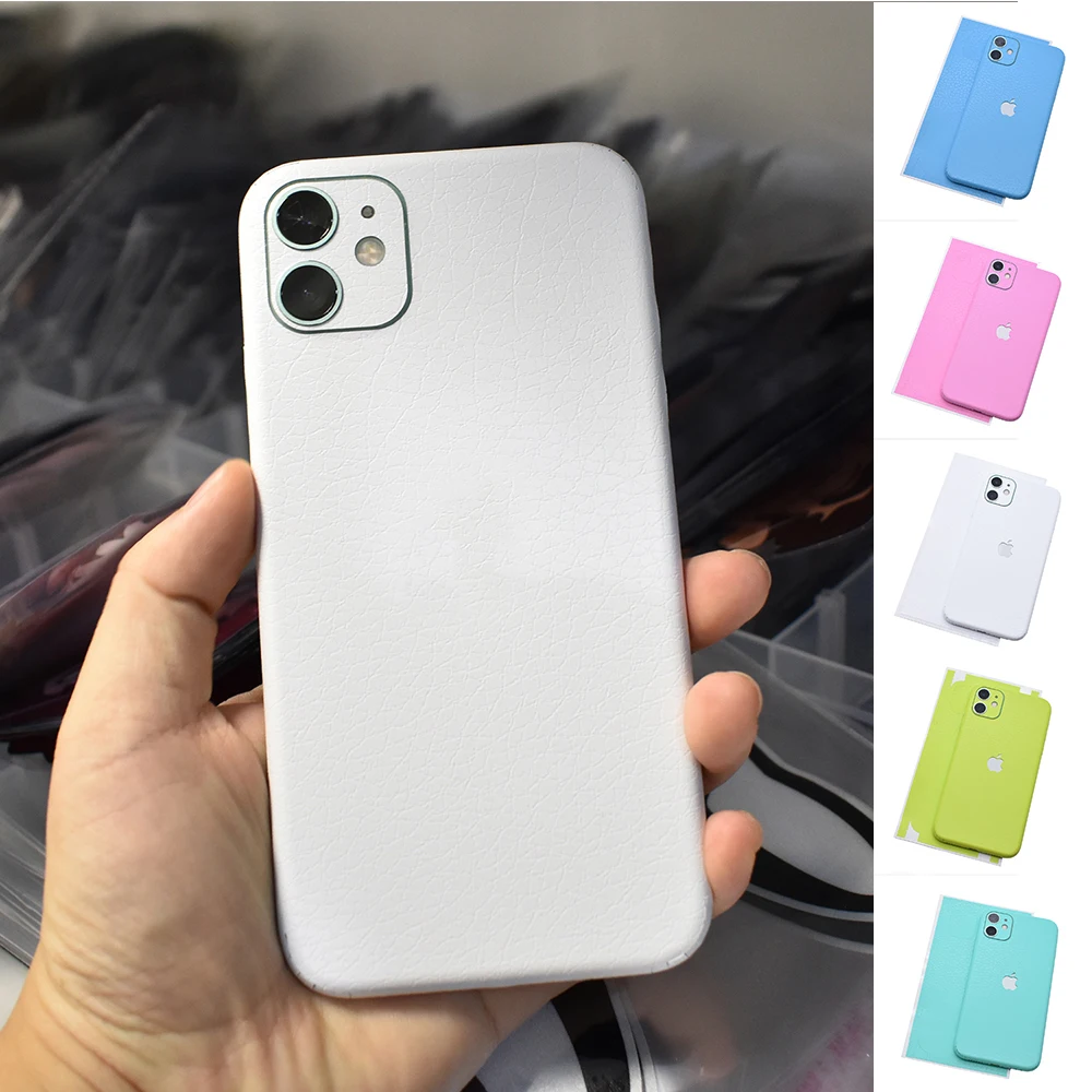 

Logo Cutout Simulated Leather Rear Protective Cover Skin Sticker for iPhone 6 6s 7 8 Plus X XS XR 11 12 13 Pro Max Mini SE2020