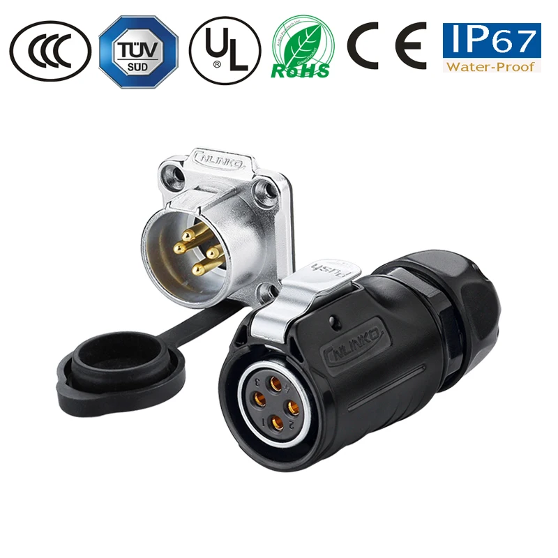 Водонепроницаемый 4-контактный панельный разъем питания M20 Круглый пастельный