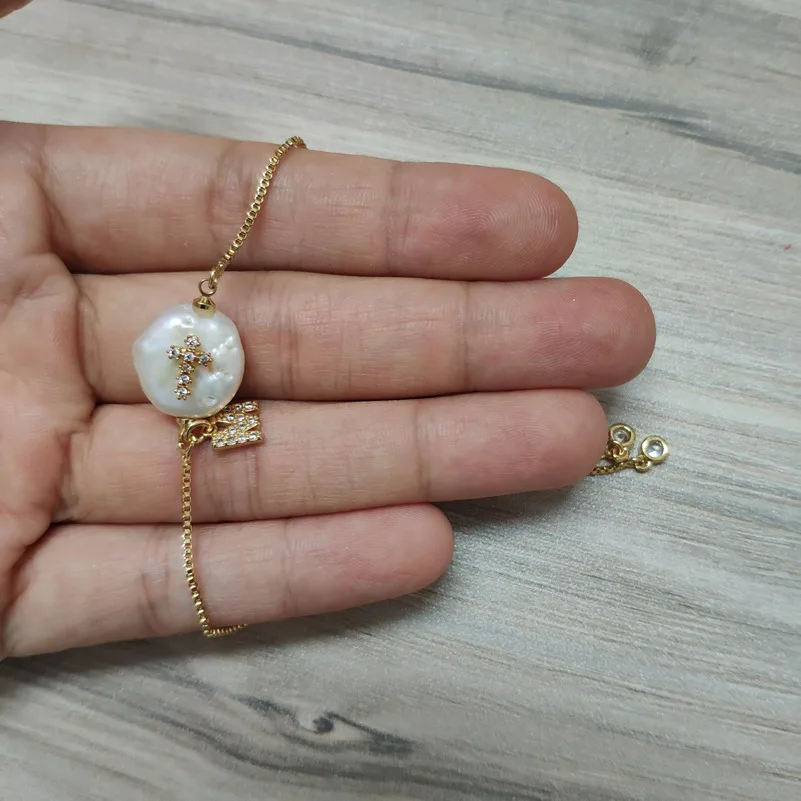 Подвеска из натурального пресноводного жемчуга с фианитом | Украшения и