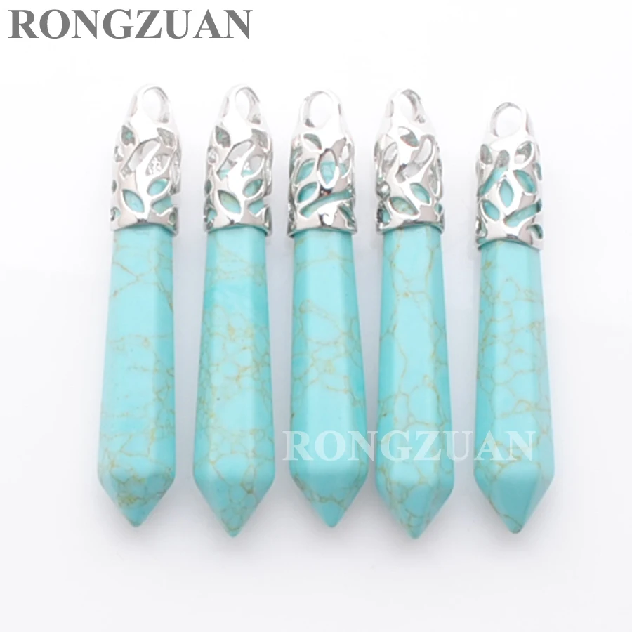 RONGZUAN Бирюзовый говлит драгоценный камень шестигранный заостренный кулон Рейки
