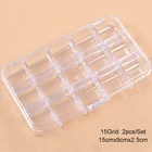 Прозрачные пластиковые шкатулки для ювелирных изделий, 2 шт.лот, 15 ячеек, акриловый косметичка, коробка для таблеток для дизайна ногтей, портативный контейнер для хранения, Y2662
