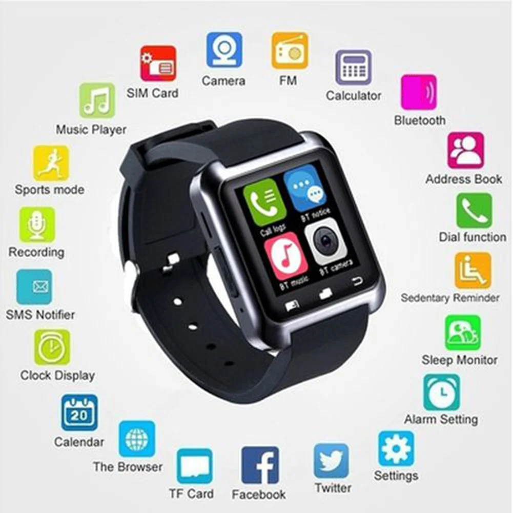 Мужские умные часы U80 с камерой многофункциональные функцией синхронизации