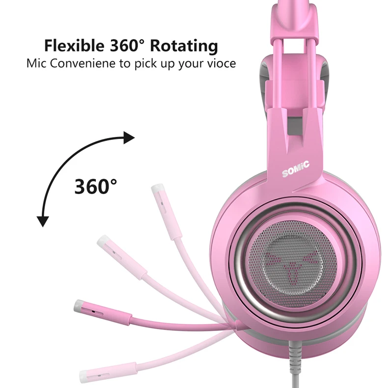 SOMIC G951S 3 5 mmPink наушники с кошачьими ушками шумоподавление Проводная игровая
