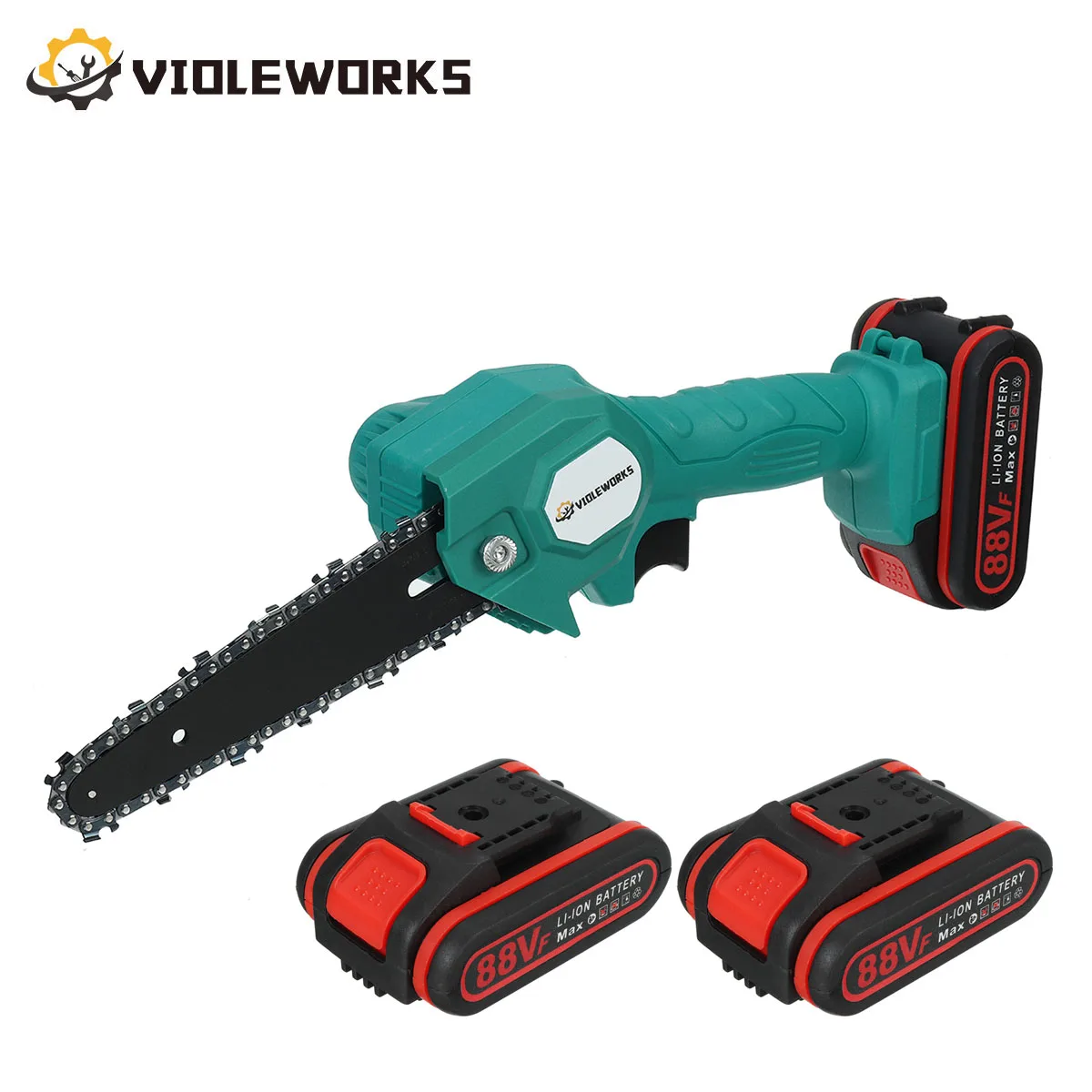 

VIOLEWORKS 6 Inch 88VF Electric Saw Cordless Woodworking Pruning Tool Rechargeable Two Battery One-handed Chainsaw Saw
