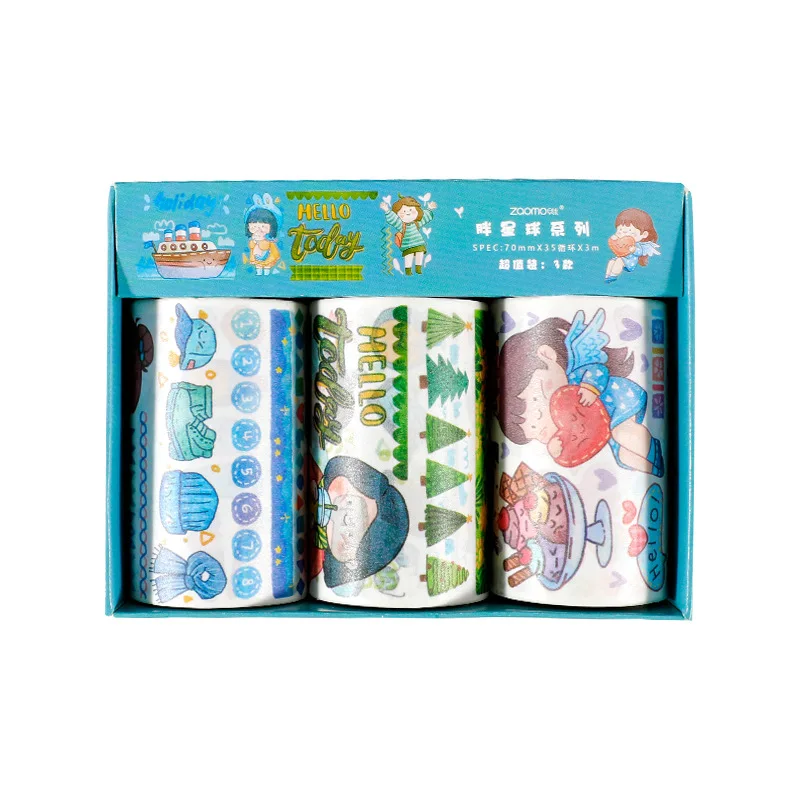 

Kawaii and paper tape set fat planet Japanese hand account material decoration DIY decoration stickers office supplies