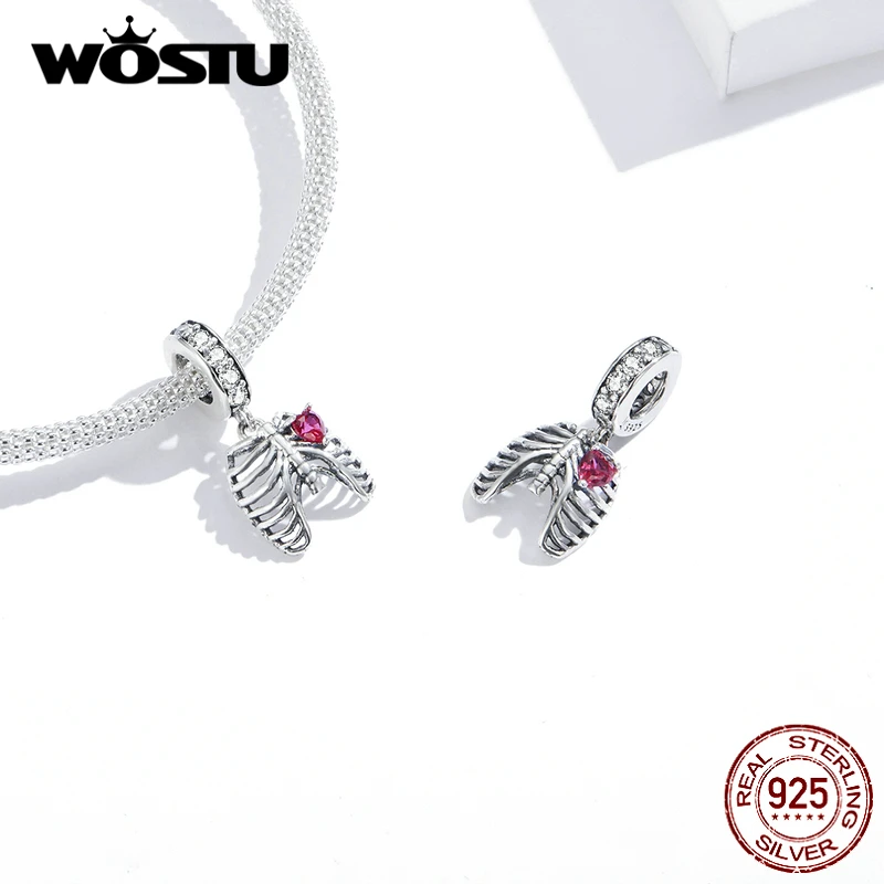 WOSTU 100% Стерлинговое Серебро 925 пробы ребрышки Висячие Подвески Подходит