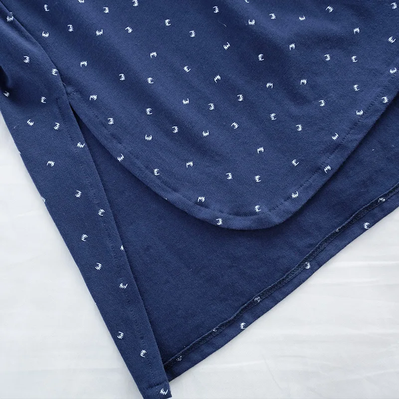 

Print Turn-down Collar Nightgown Women Casual Nightwear Intimate Lingerie Cotton Sleepwear Button-down Nightdress With Belt