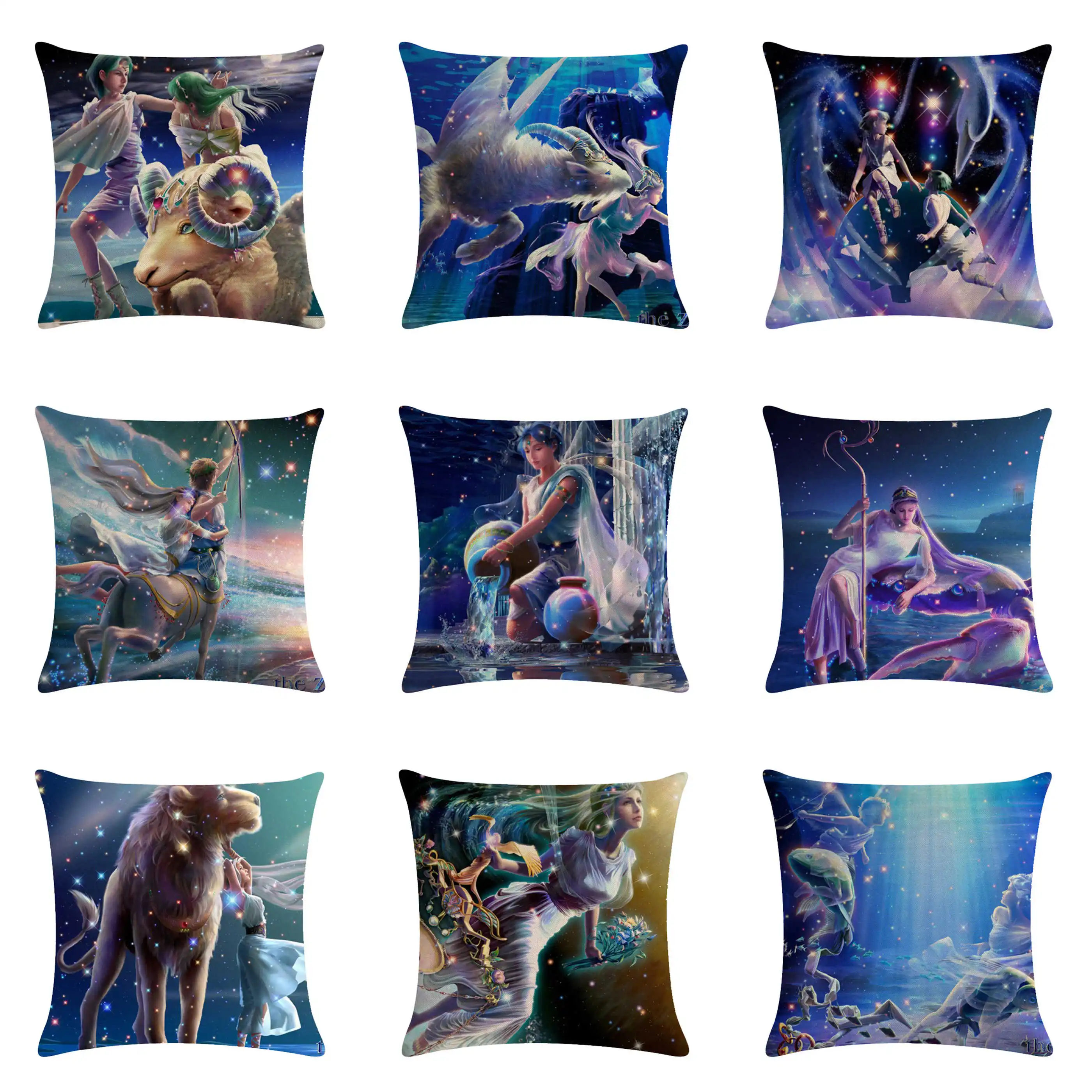 

12 constellation hug pillowcase cartoon cushion cover sofa bed cushion cover home decoration ornaments hug pillowcase 45x45cm