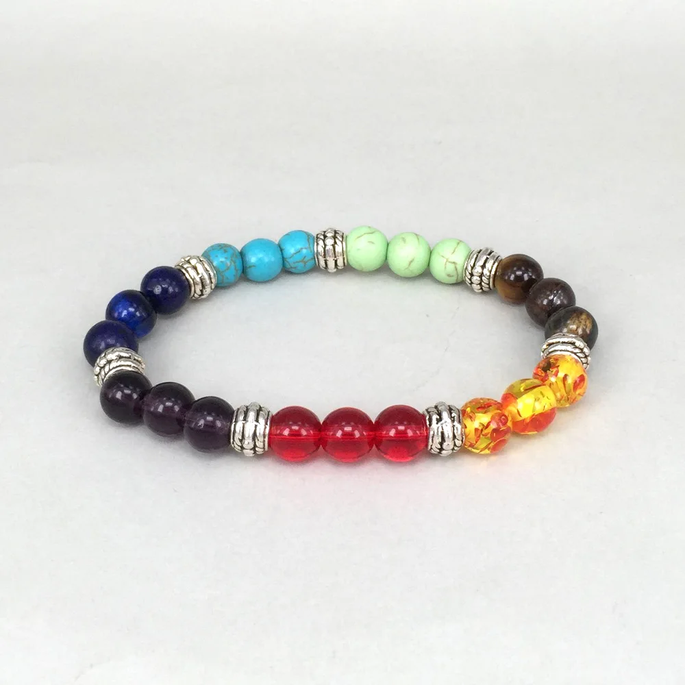 

Natural Stone Emperor Stone Tiger's Eye Transfer Beads Colorful Beads Elastic Bracelet Chakra Yoga Bangle Fashion Jewelry