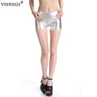 Женские шорты для танцев VISNXGI, летние блестящие шорты из спандекса со средней талией, золотистогосеребристого цвета