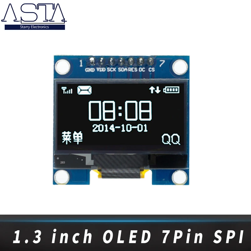 Модуль O LED 1 3 дюйма RoHS белый/синий SPI/IIC I2C Коммуникационный цвет 3x64 светодиодный