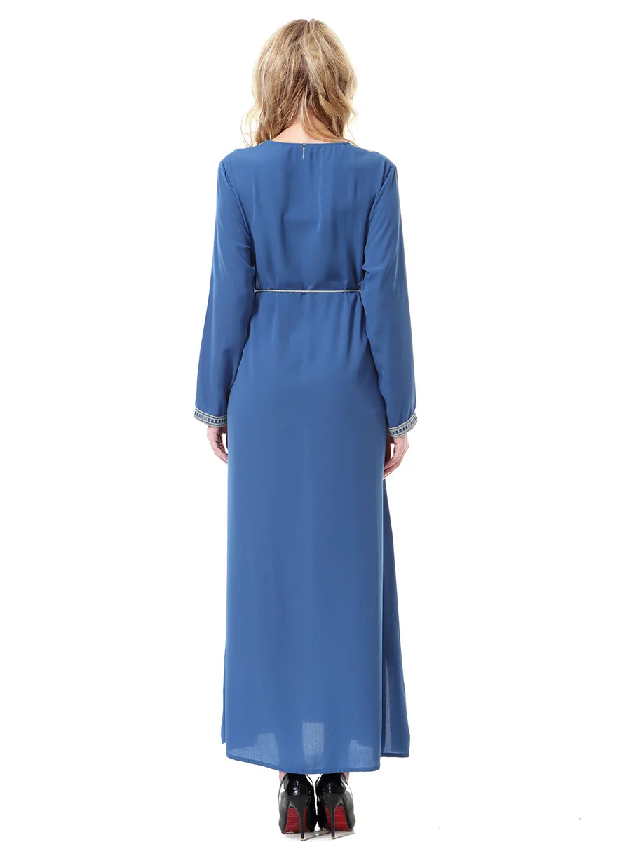 Винтажное женское повседневное мягкое платье с длинным рукавом Abaya для