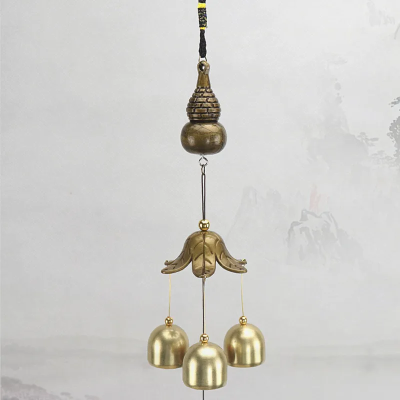 

45cm Copper Gourd Wind Chimes Safe Auspicious Good Luck Home Ornaments Door Mascot Decoration Car Safe Journey Ornaments