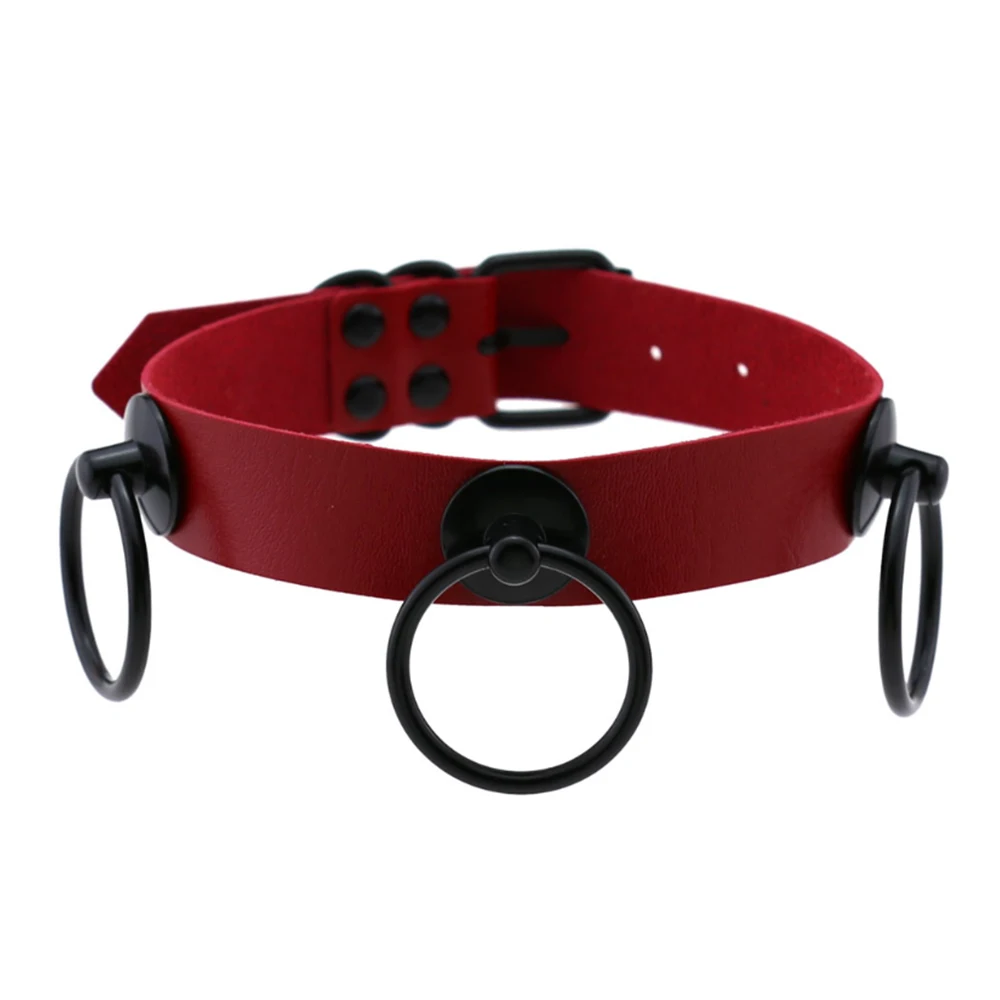 Fashion Punk New Style Hot Sexy Screw with 3 black ring collar Gothic Rock Hot Girl Neckline to wear