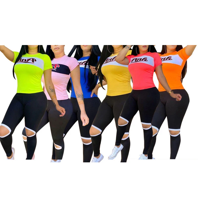 

AYES Matching Sets Letter Printed Set Woman 2 Pieces Fashion Womens Clothing Pant Suits 2022 Cotton Patchwork Conjuntos De Mujer