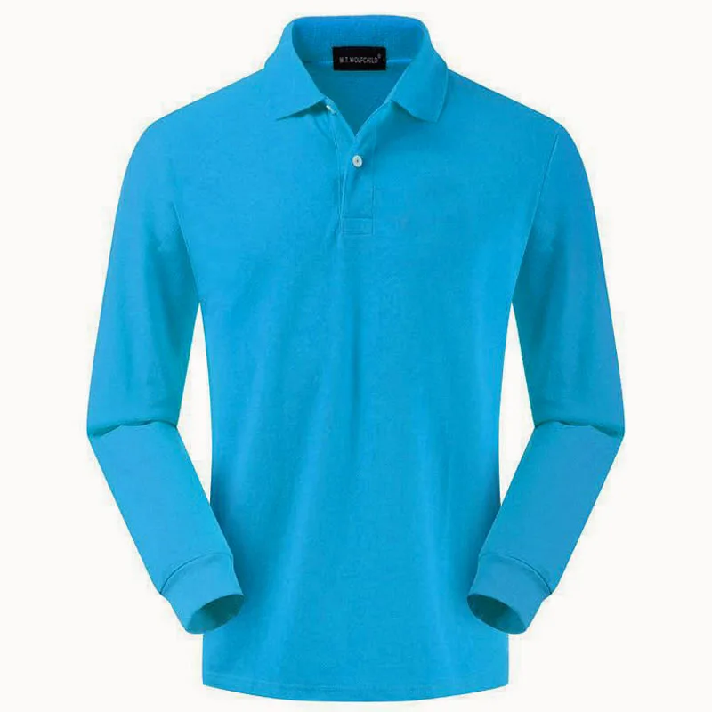 100% хлопковые мужские футболки-поло рубашки для мальчиков с длинным рукавом