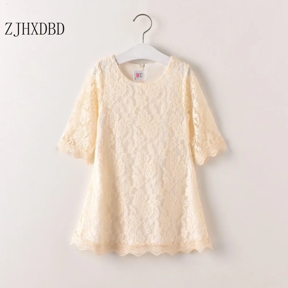 2020 Cotton Summer Girls Tassel Half Sleeve Dresses Solid Lace Red White Cute Kids Party for Princess Dress Tops Clothes | Детская