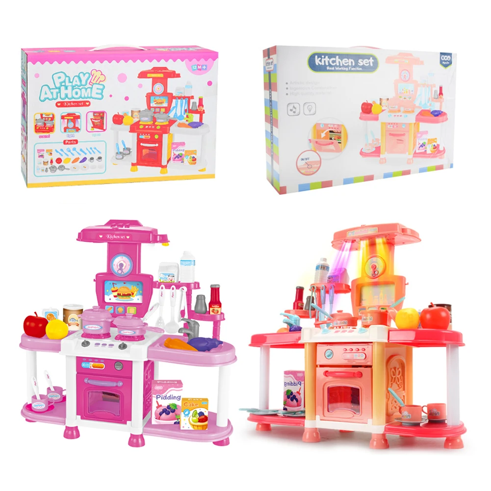 

Simulaiton Mini Children's Play House Pretend Kitchen Toy Set Sound Light Sound Effect Girl Cooking Rice Tableware Toys For Kids
