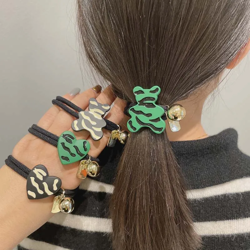 

Hair Tie Cartoon Bear Heart Elastic Band Rubber Rope for Women Girl Korean Head Accessories Scrunchies Wholesale