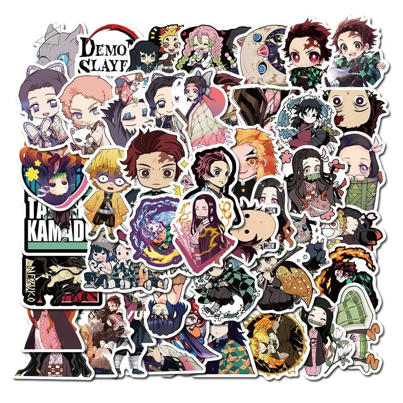

50pcs New Anime Demon Slayer Kimetsu No Yaiba Stickers Waterproof PVC Skateboard Luggage Motorcycle Guitar Kid Sticker Decals