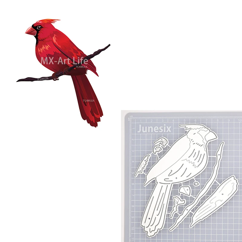 

Christmas Red Lucky Bird Metal Cutting Dies Cute Cardinal Birds Stencil For DIY Scrapbooking Cards Decorative